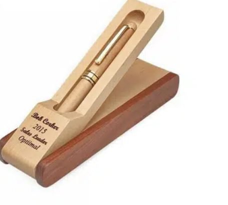 Customize Your Name On Wooden Ball Point Pen With Holder