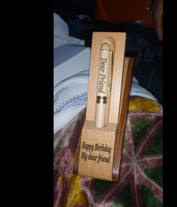 Customize Your Name On Wooden Ball Point Pen With Holder