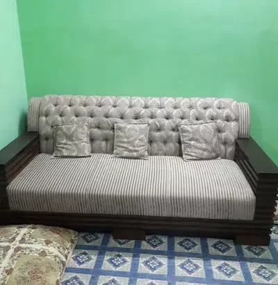 Sofa Set Complete With Same Design Tables (Pure Wooden)