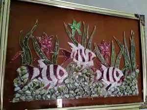 Fish glass painting with stone work Abbottabad