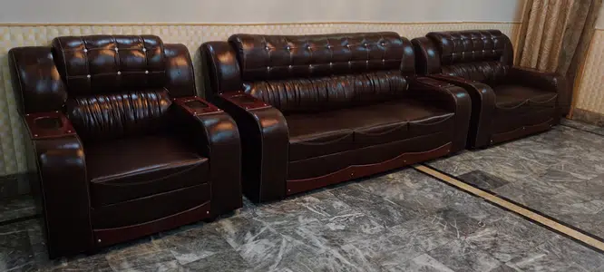 6 seater sofa set Dark Brown Lather in Gujranwala