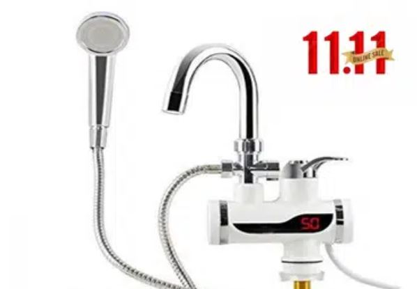 Instant Water Heater Tap with Shower, White
