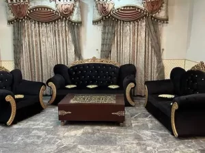 Black Valvit Fabric Sofa for sale in Gujranwala
