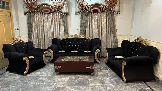 Black Valvit Fabric Sofa for sale in Gujranwala