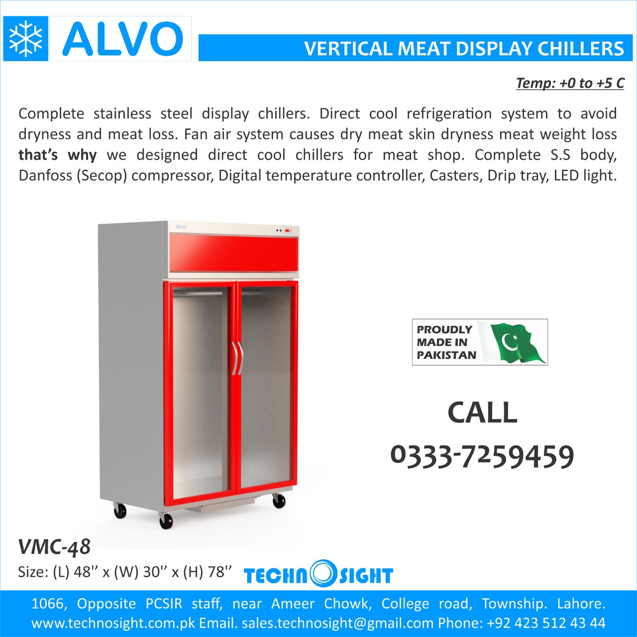 ALVO Carcass Hanging Chiller#ALVO Meat Display Chiller#Meat Shop Equipment in Pakistan#Fresh Meat Display#Meat Hanging Chiller