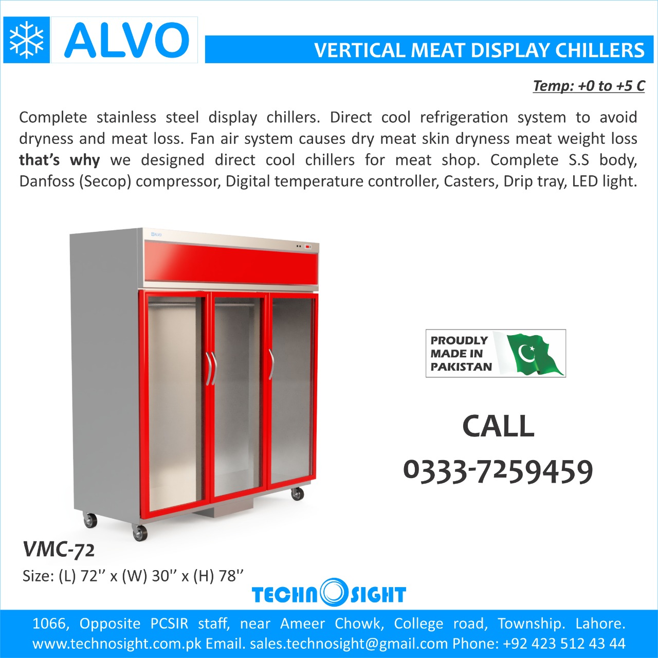 ALVO Carcass Hanging Chiller#ALVO Meat Display Chiller#Meat Shop Equipment in Pakistan#Fresh Meat Display#Meat Hanging Chiller